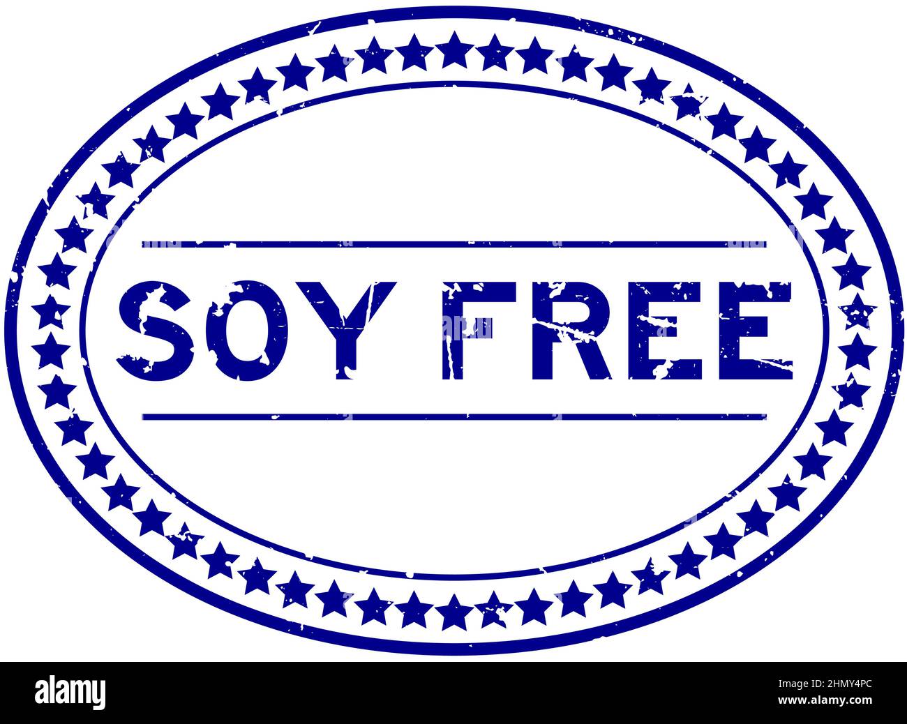 Grunge blu senza soia parola ovale guarnizione di gomma timbro su sfondo bianco Illustrazione Vettoriale