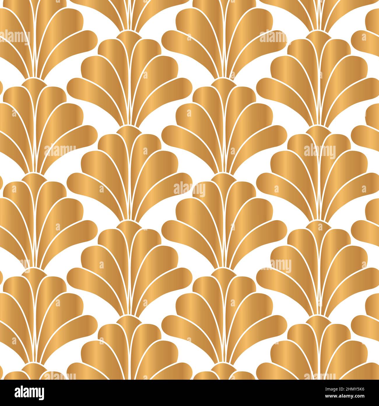 Bianco e oro Art Deco Gatsby in stile floreale senza cuciture Illustrazione Vettoriale