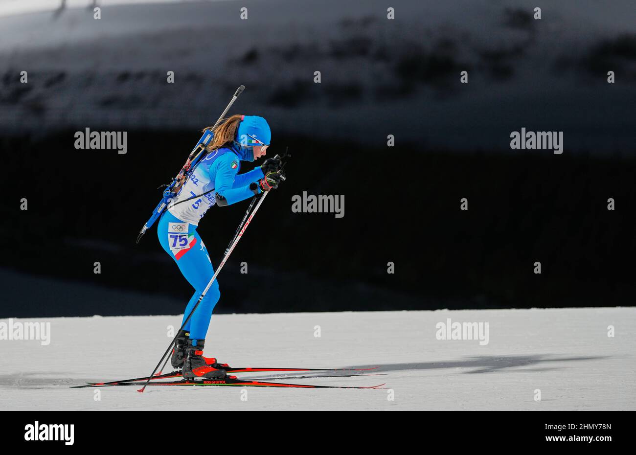 Zhangjiakou, Cina, 2022 Olimpiadi invernali, 7 febbraio 2022: Michela Carrara durante il biathlon al Parco neve di Zhangjiakou. Prezzo Kim/CSM. Foto Stock