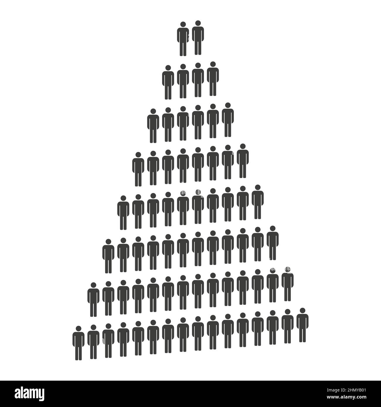 Un gruppo di persone a forma di piramide. Gerarchia sociale. Torre di Babele. Illustrazione vettoriale piatta isolata su sfondo bianco. Illustrazione Vettoriale