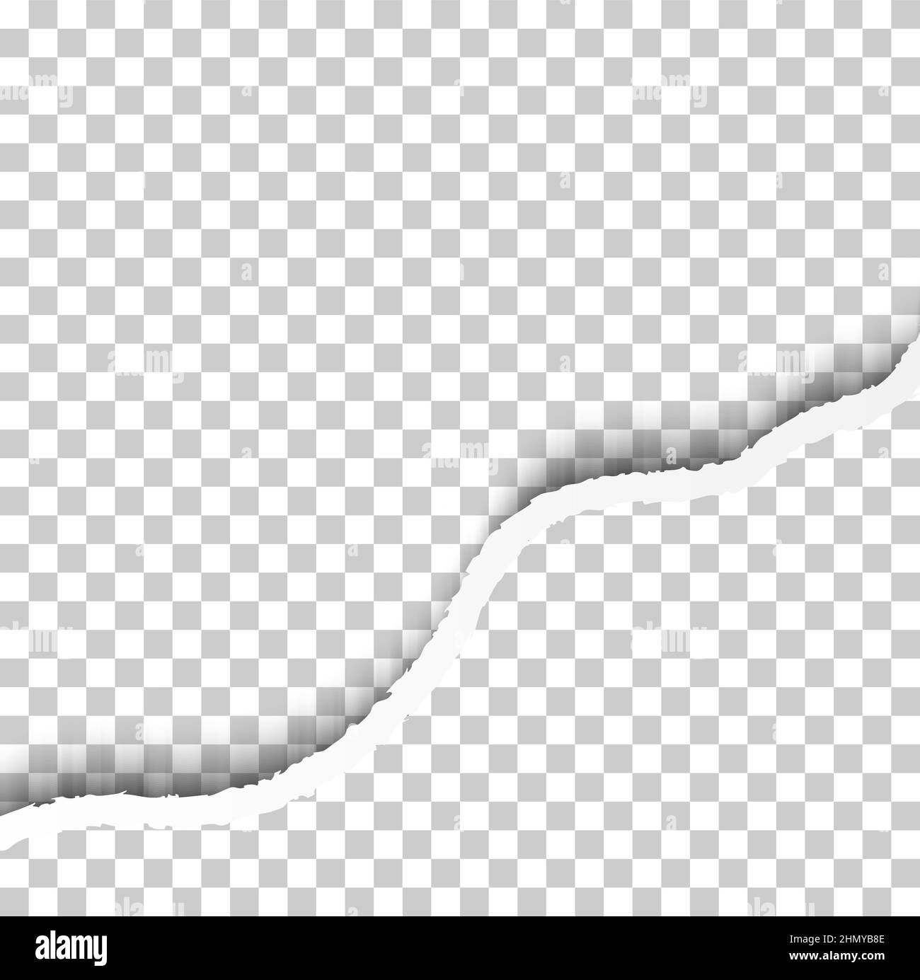 Bordo di carta strappato con Ombre isolate su sfondo trasparente. Bordo della carta ad angolo realistico Illustrazione Vettoriale