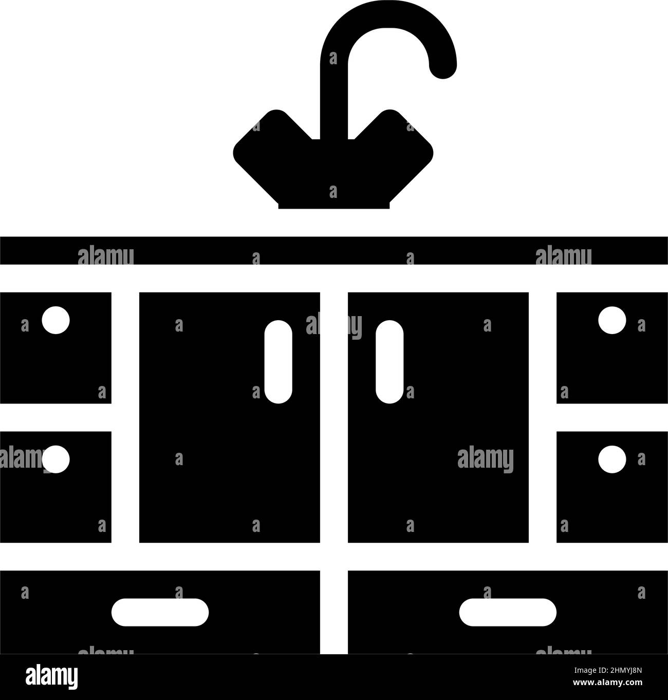 cucina e bagno armadi glifo icona vettore illustrazione Illustrazione Vettoriale