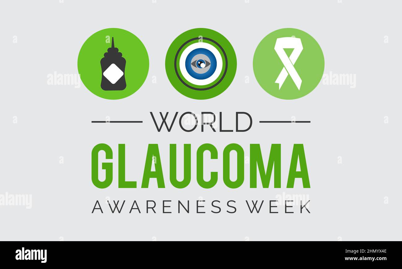 Settimana di sensibilizzazione al glaucoma. Disegno vettoriale di modelli per banner, biglietti, poster, sfondo. Illustrazione Vettoriale