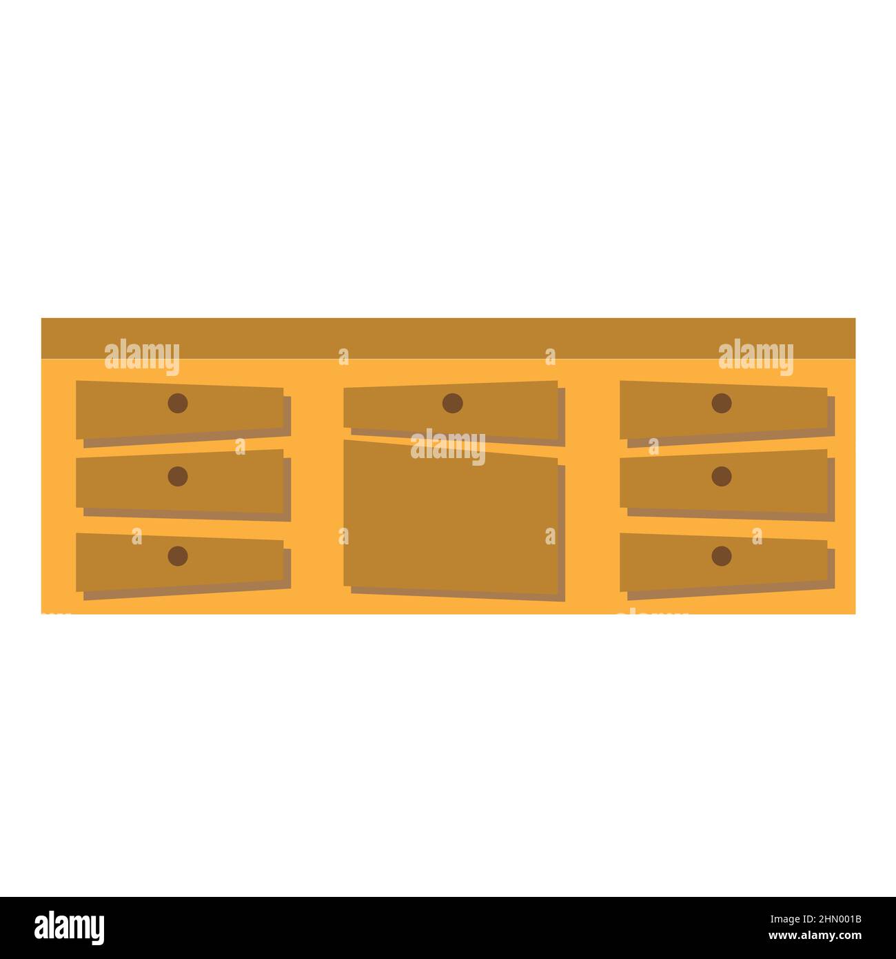 Immagine vettoriale piatta dell'icona del cabinet. Armadi da cucina di colore marrone su sfondo bianco Illustrazione Vettoriale