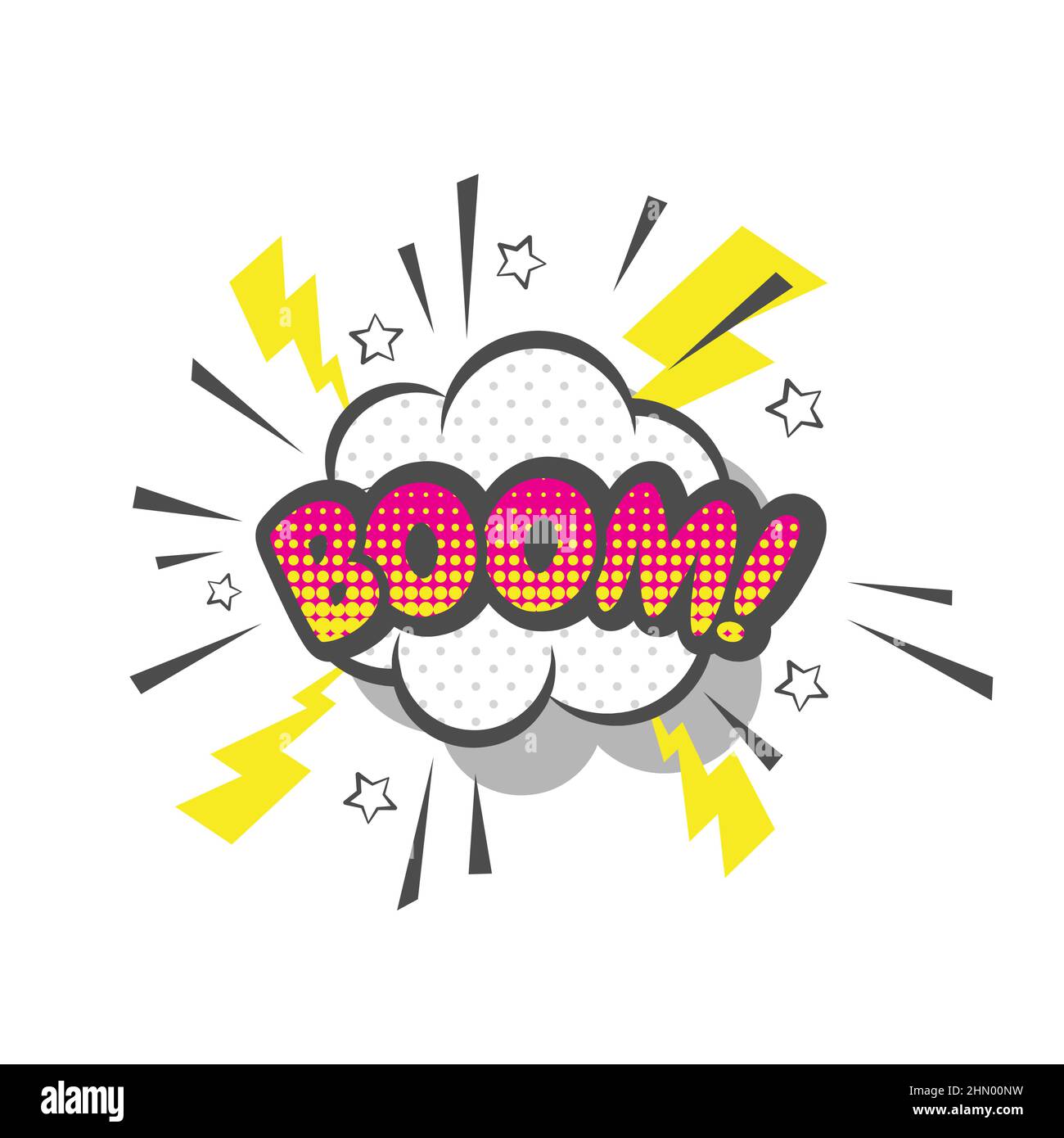 Fumetto Boom, fumetto, stile pop art. Braccio! illustrazione colorata del vettore di esplosione. Illustrazione Vettoriale