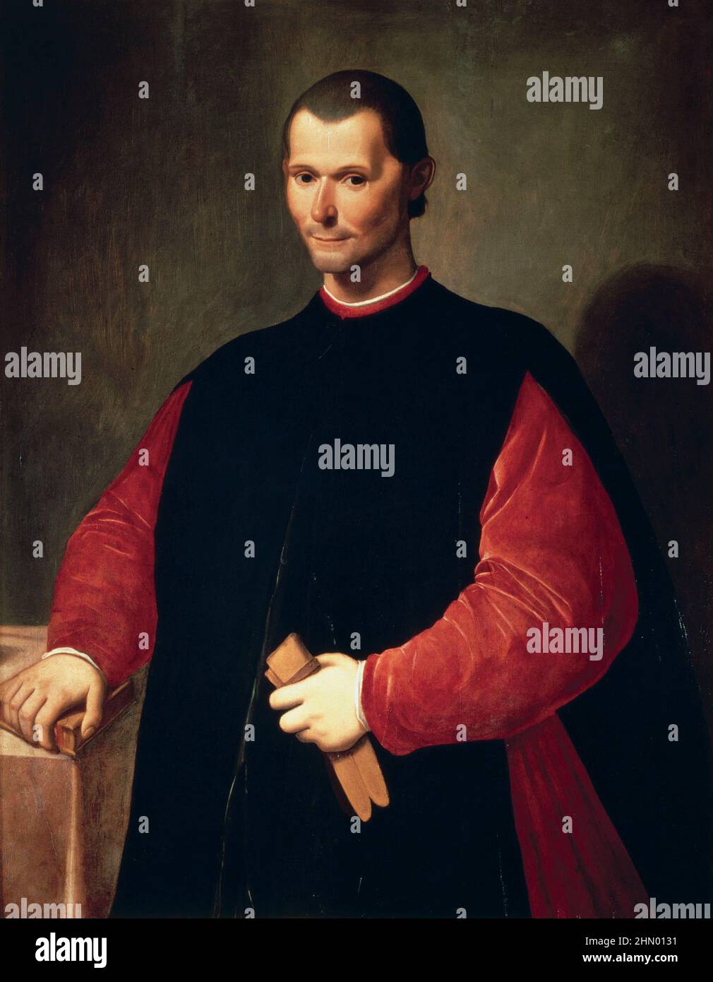 Ritratto di Niccolò Machiavelli (1469–1527) artista Santi di Tito (1536–1603) diplomatico italiano, autore, filosofo, storico. Famoso per il suo trattato politico 'il Principe' (il Principe) pubblicato nel 1532. Ubicazione Palazzo Vecchio Foto Stock