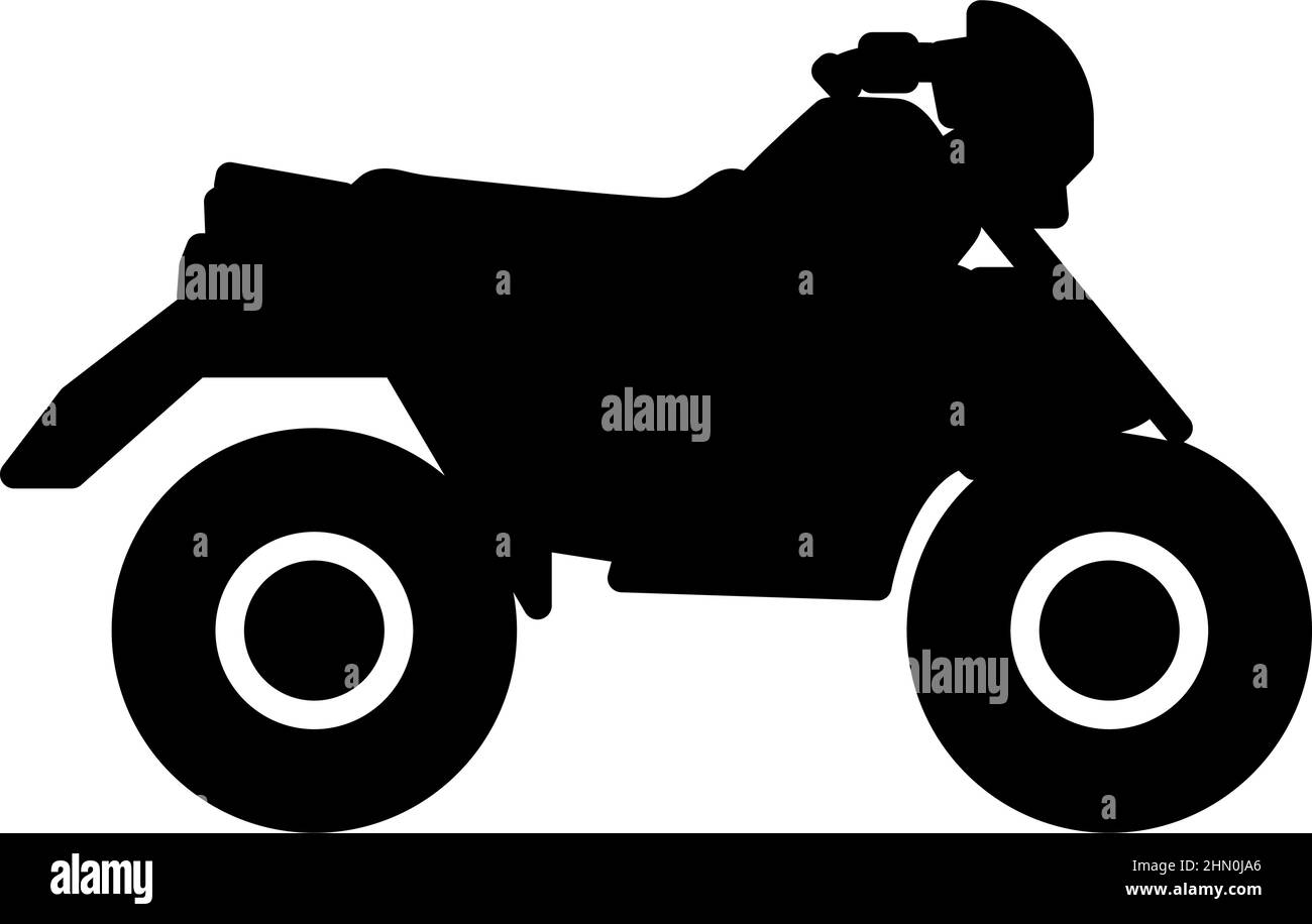 Quad moto ATV moto per corsa tutto il terreno veicolo icona colore nero vettore illustrazione immagine stile piatto semplice Illustrazione Vettoriale
