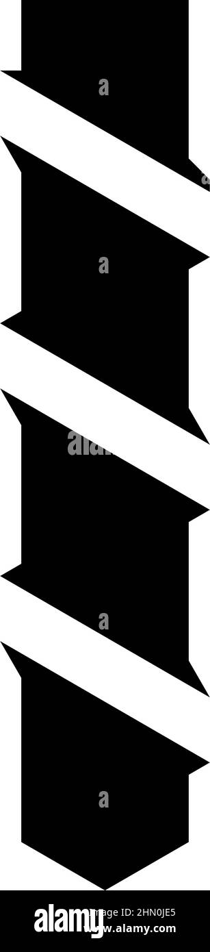 Icona della coclea della punta di perforazione di colore nero immagine vettoriale di tipo piatto semplice Illustrazione Vettoriale
