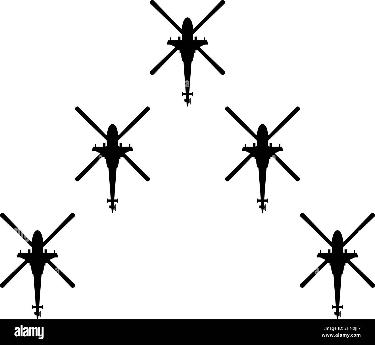Gruppo di elicotteri da combattimento militare concetto chopper in aria esercito icona nero colore vettore illustrazione immagine stile piatto semplice Illustrazione Vettoriale