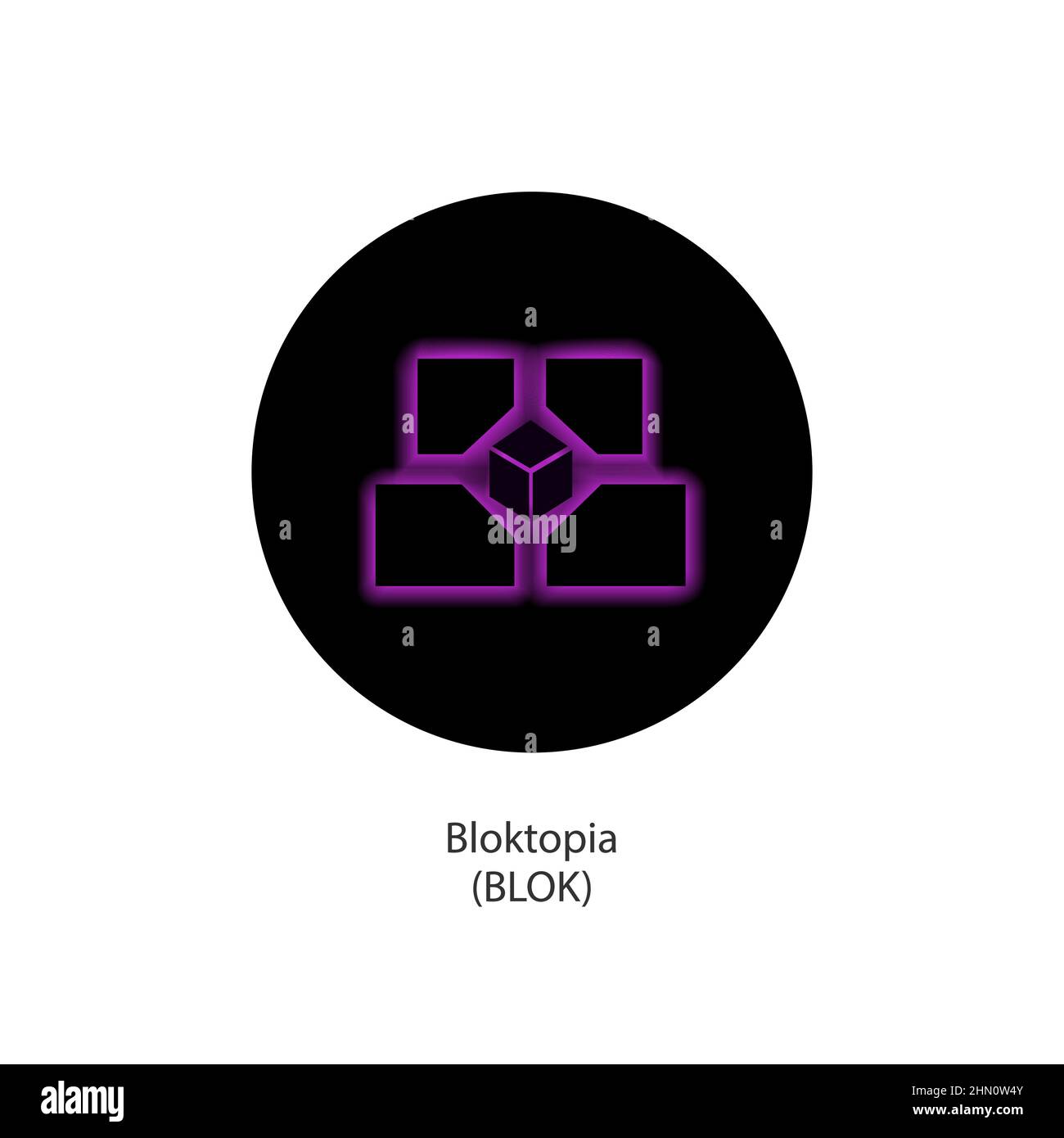 Bloktopia decentrato metaverse criptovaluta piattaforma vettore logo moneta icona isolato su sfondo bianco. Illustrazione vettoriale Illustrazione Vettoriale