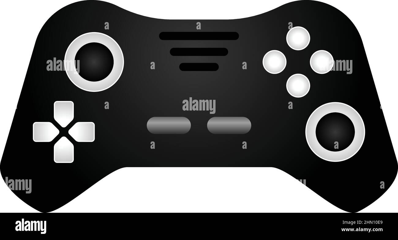 Nero moderno joystick icona vettore cartoon. Controllo del gioco Illustrazione Vettoriale