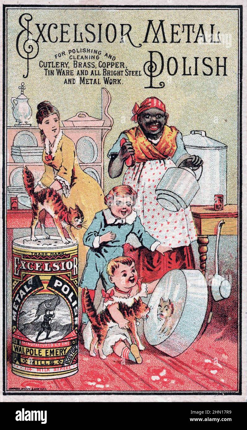 EXCELSIOR METAL POLISH. Poster per un marchio americano di polacco circa 1890 Foto Stock