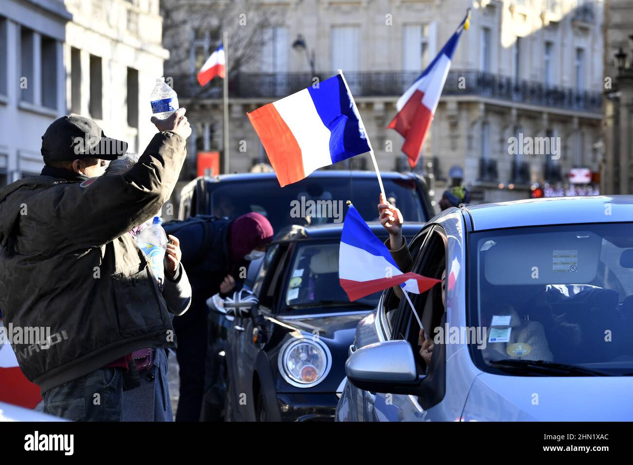 Protesta dei convoi de la Liberté - Champs-Elysées - Parigi - Francia Foto Stock
