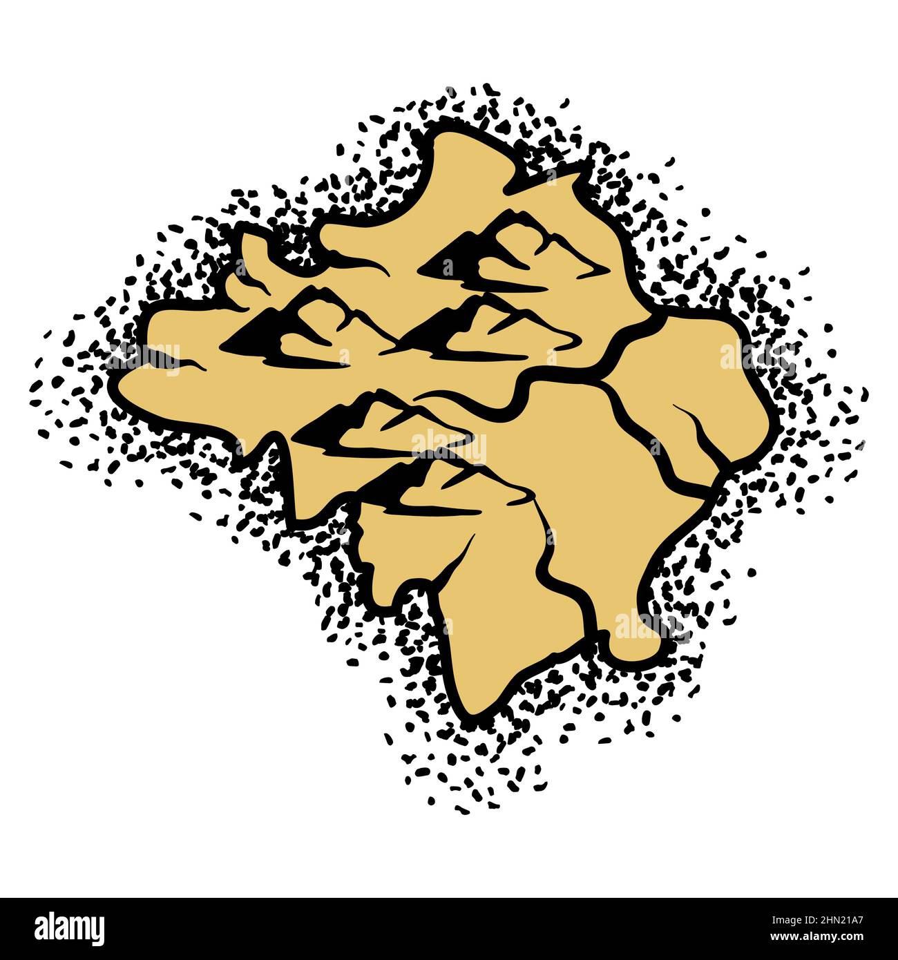 Illustrazione di isola vecchia mappa. Immagini marine o nautiche per viaggi o viaggi. Illustrazione Vettoriale