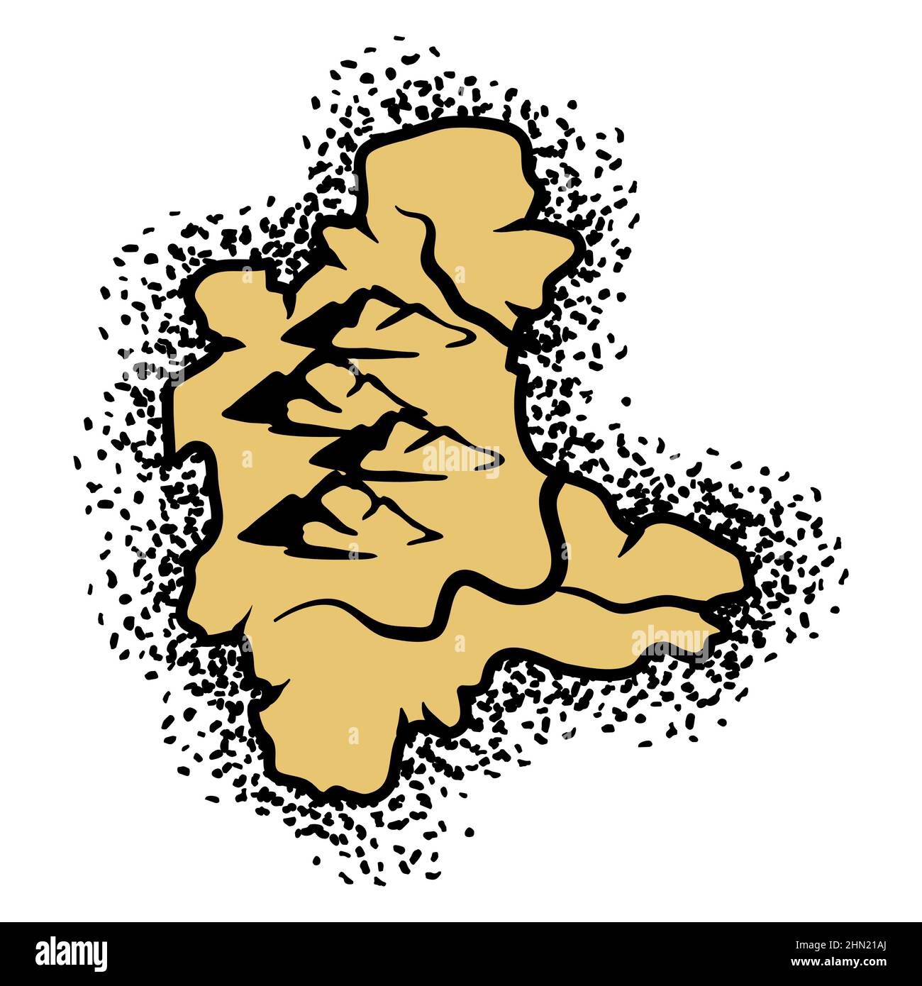 Illustrazione di isola vecchia mappa. Immagini marine o nautiche per viaggi o viaggi. Illustrazione Vettoriale