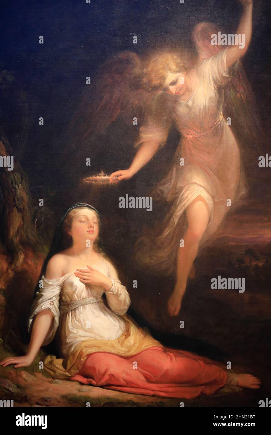 Mercy's Dream 1841 del pittore americano Daniel Huntington (1816-1906) mostra in Pennsylvania Academy of the fine Arts.Philadelphia.Pennsylvania.USA Foto Stock