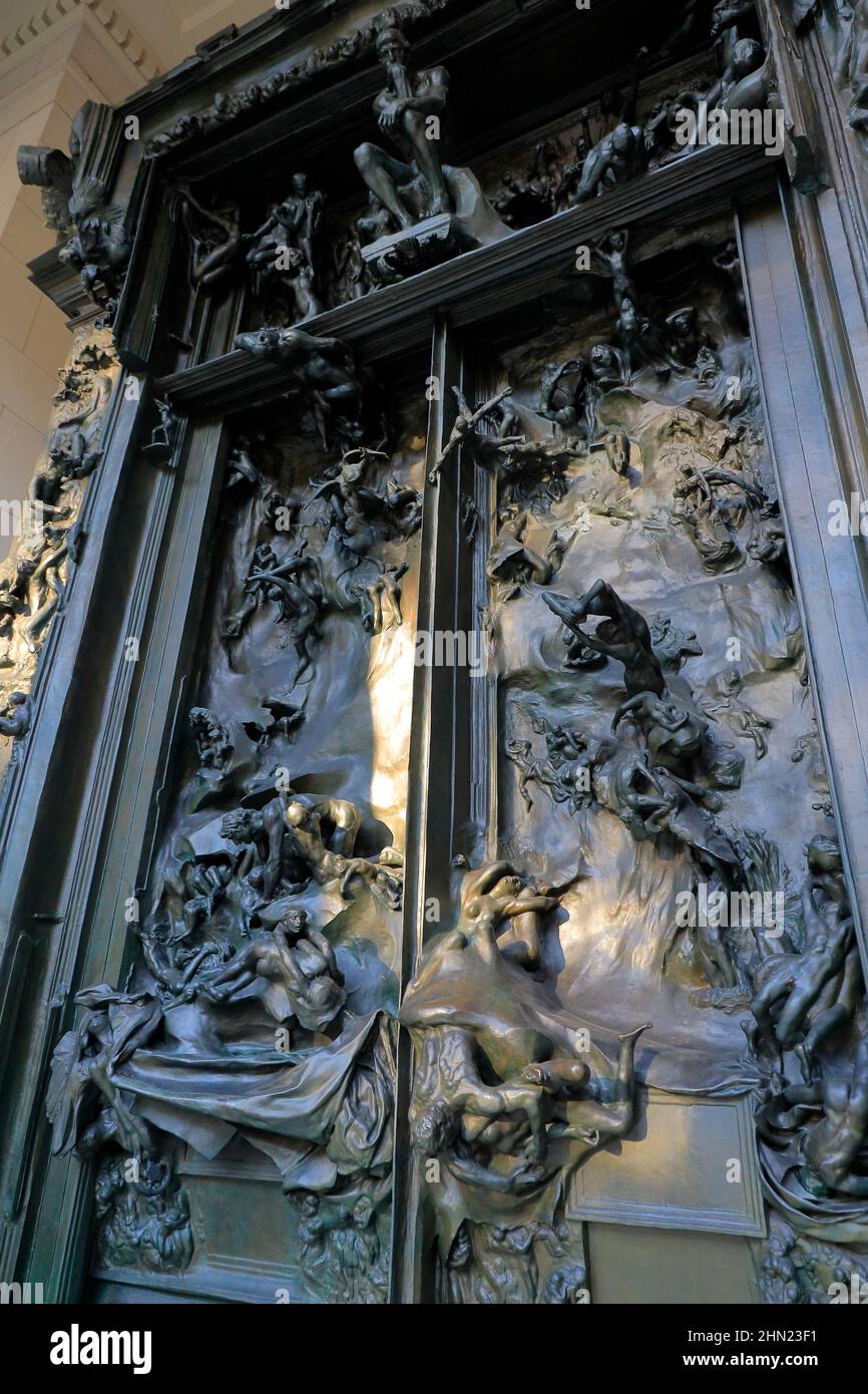 I cancelli dell'Inferno di Auguste Rodin sono esposti in Rodin Museum.Philadelphia.Pennsylvania.USA Foto Stock