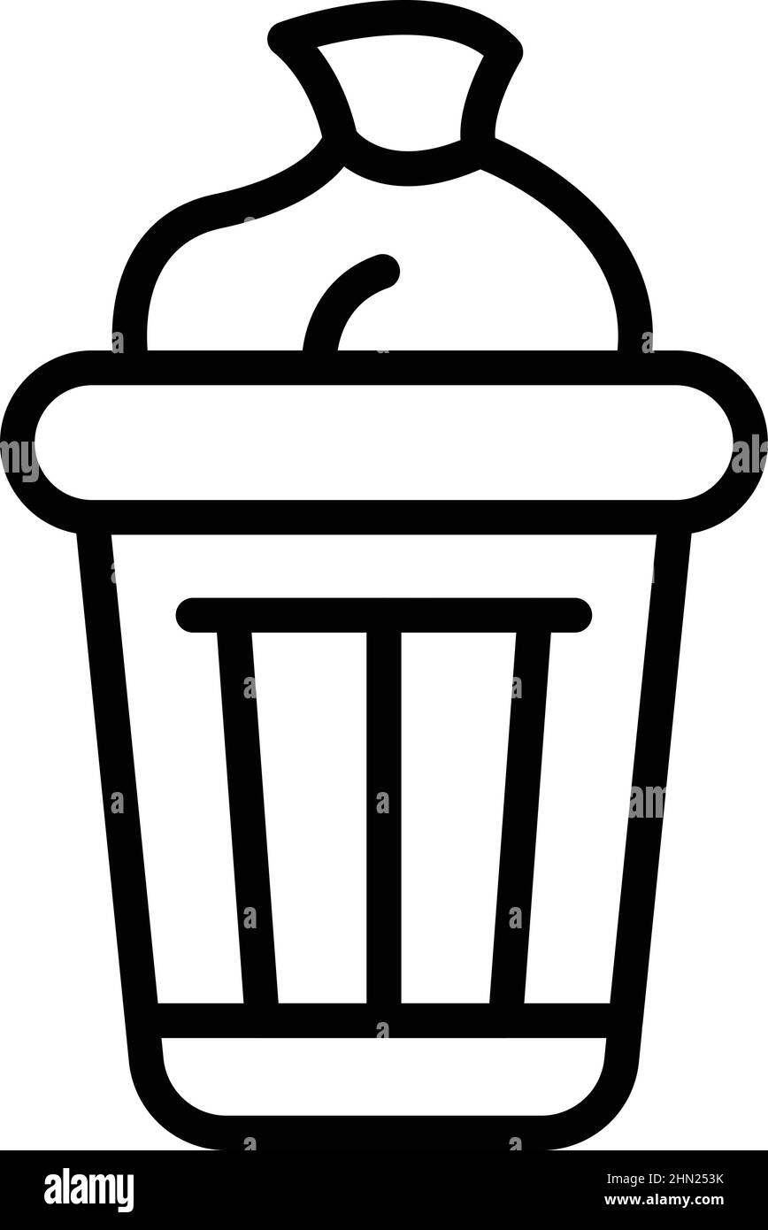 Vettore contorno icona cestino. Società di pulizia. Servizio in casa Illustrazione Vettoriale