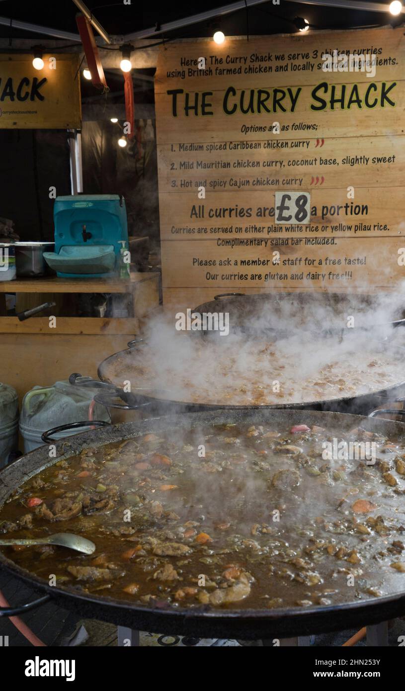 Caraibico Street food stalla fuori del centro South Bank a Londra, Inghilterra, Regno Unito Foto Stock