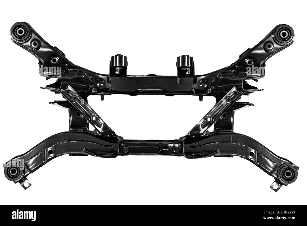 Traversa sospensione posteriore traversa assale su sfondo bianco Foto Stock