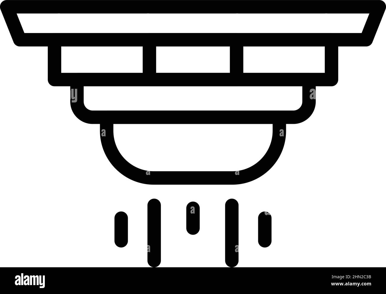 Rilevatore di fumo ignifugo icona contorno vettore. Allarme antincendio. Sistema domestico Illustrazione Vettoriale