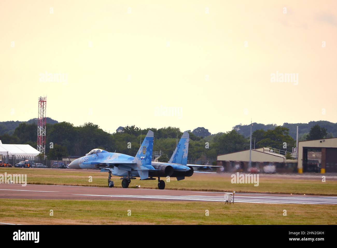 Forza aerea Ucraina, Sukhoi su-27 Flanker, aerei da combattimento militari, base aerea militare, Foto Stock