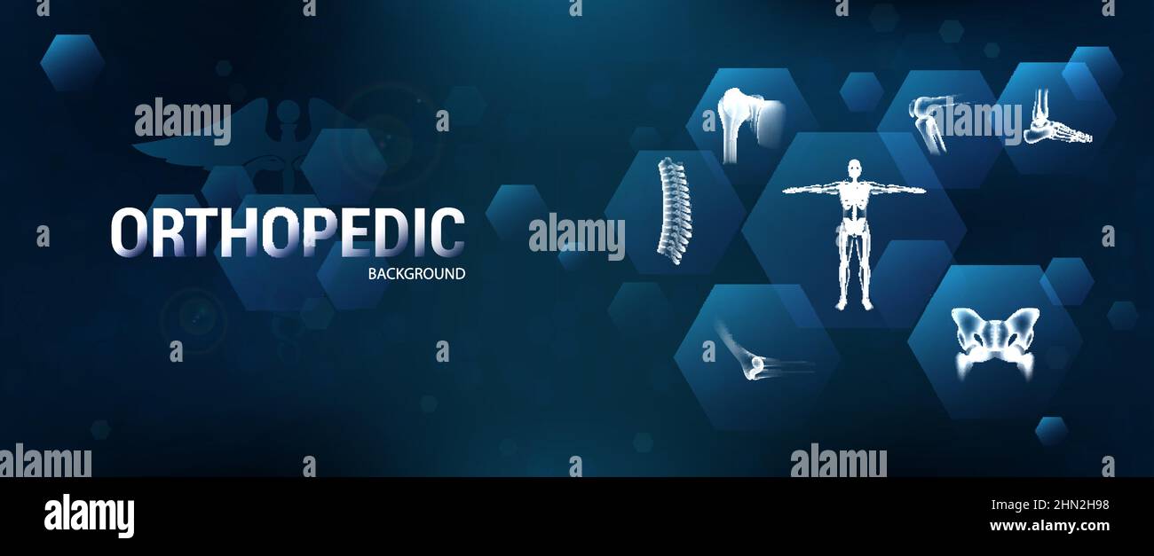 Banner medico futuristico. Assistenza sanitaria ortopedica Illustrazione Vettoriale