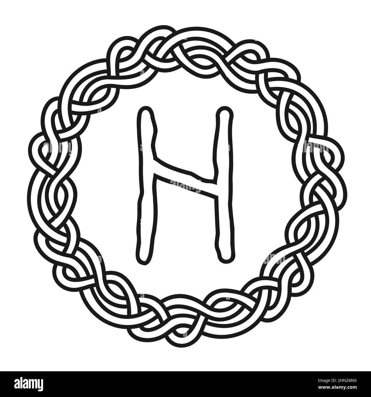 Rune Hagalaz in un cerchio - un antico simbolo o segno scandinavo, amuleto.  Vichingo scrittura. Illustrazione vettoriale disegnata a mano per i Web  site, i giochi Immagine e Vettoriale - Alamy