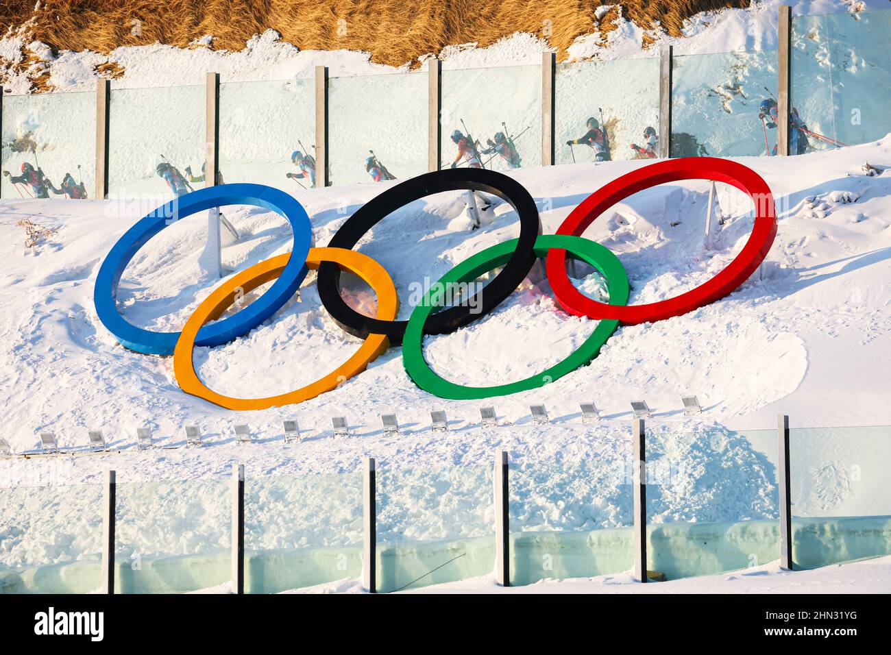 General view, 5 FEBBRAIO 2022 - Biathlon : relè misto durante i Giochi Olimpici invernali di Pechino 2022 al National Biathlon Centre di Zhangjiakou, HE Foto Stock