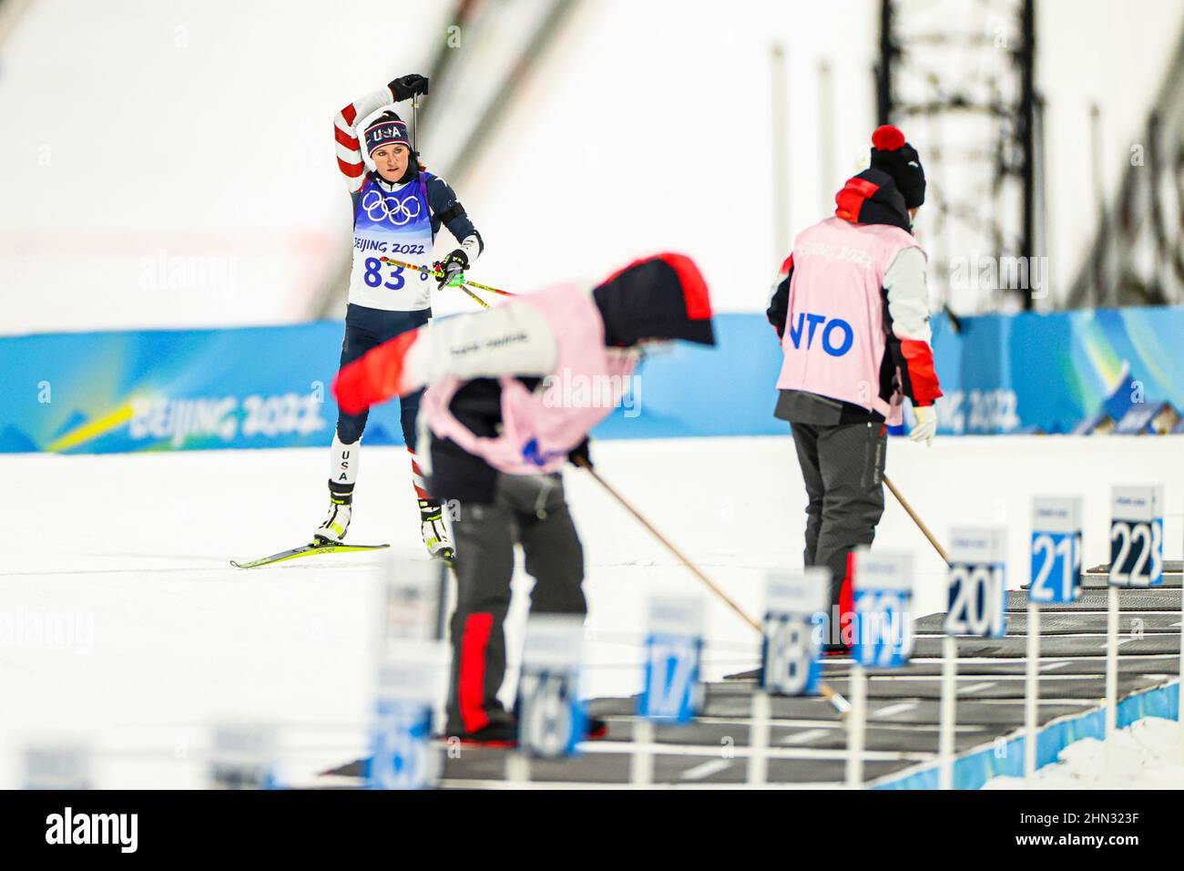 Joanne Reid (USA), 7 FEBBRAIO 2022 - Biathlon : l'individuo delle 15km donne durante i Giochi Olimpici invernali di Pechino 2022 al National Biathlon Centre i Foto Stock
