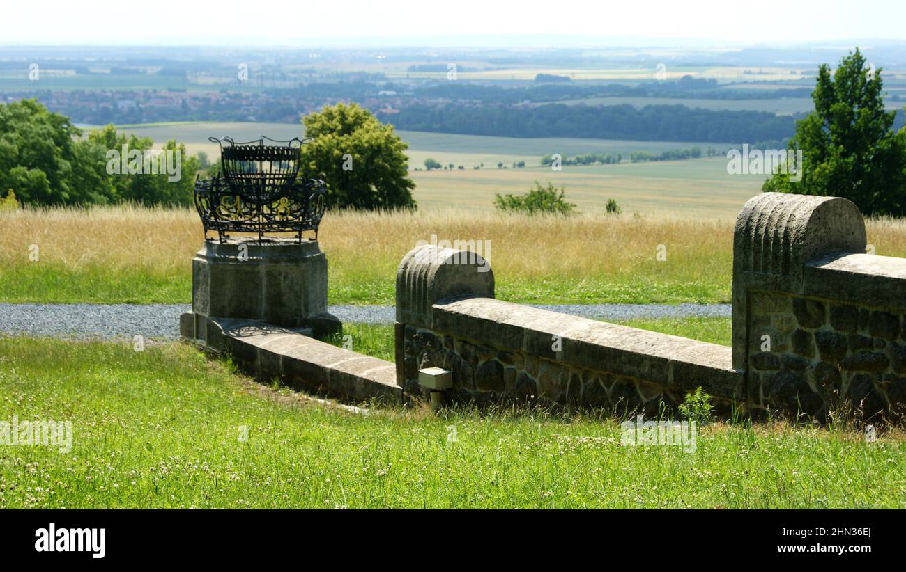 Paesaggio dell'ex campo di battaglia di Austerlitz 1805, vista dal tumulo della Pace, Slavkov u Brna, Moravia, Repubblica Ceca Foto Stock