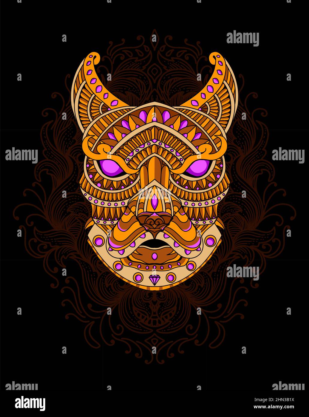 illustrazione testa di cane mandala zentagle stile Illustrazione Vettoriale
