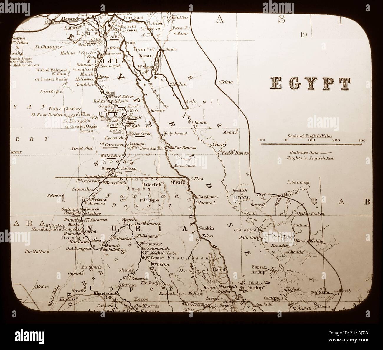 Mappa dell'Egitto, periodo vittoriano Foto Stock