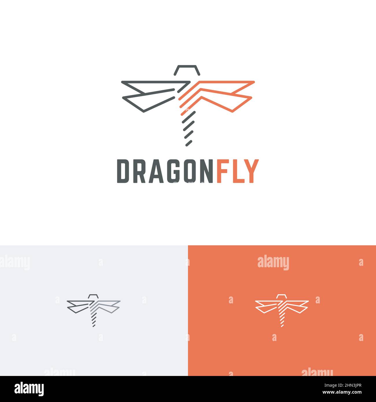 Costruzione bullone Dragonfly Wings Fly Insect Line Abstract Logo idea Illustrazione Vettoriale
