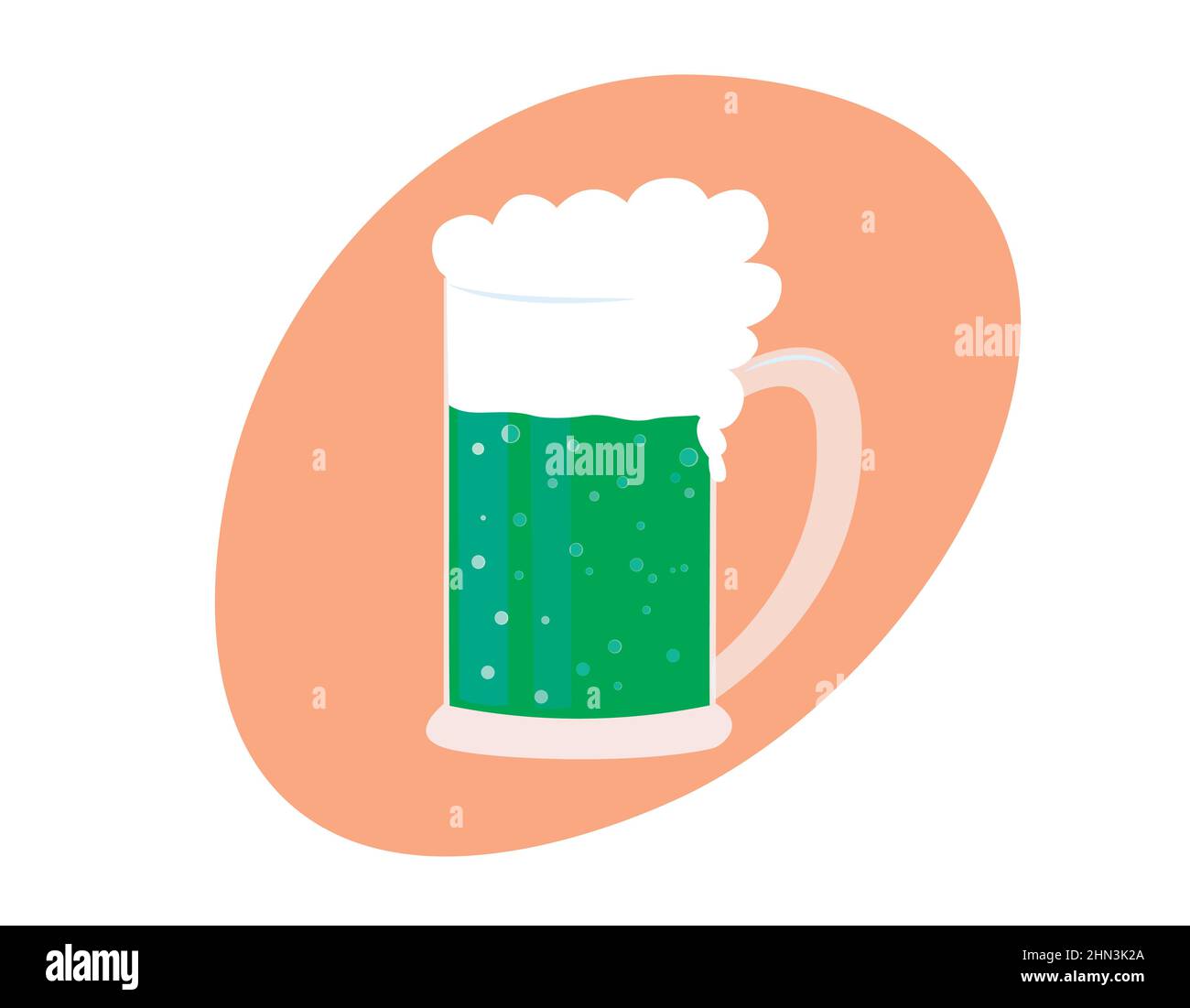 Tazza di birra verde isolato. San Patricks giorno simbolo. Bevanda alcolica tradizionale della festa nazionale irlandese Patrick. Illustrazione piatta vettoriale. Illustrazione Vettoriale