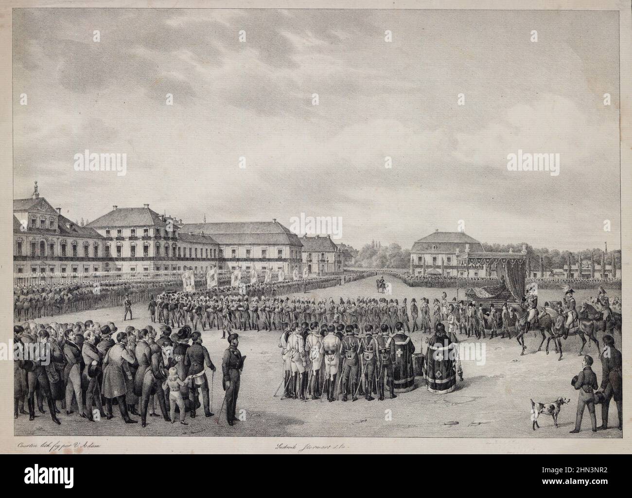 Incisione di cerimonie funebri a Varsavia, dopo la morte di Alessandro i nell'aprile 1826 dopo il 1829 da Louis Courtin (1769-ante 1850) Foto Stock