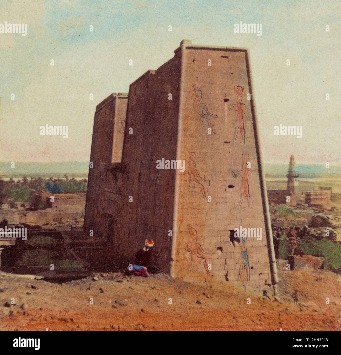 Foto vintage a colori del tempio di Iside a Philae. Egitto, Nubia ed Etiopia di Francis Frith. 1860 Foto Stock