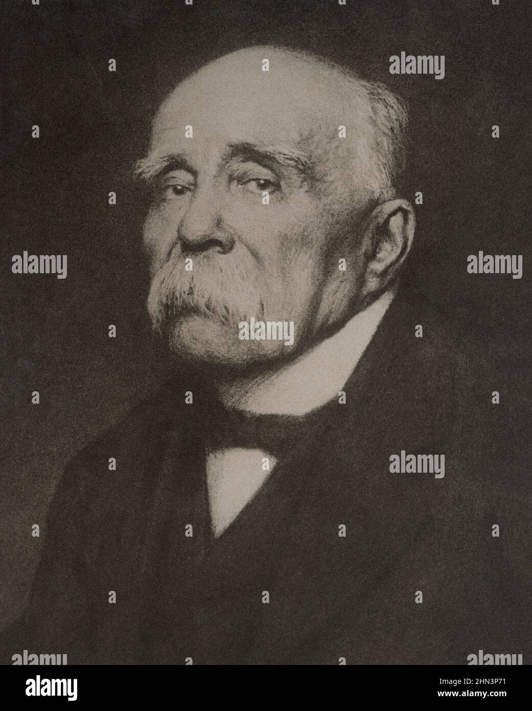 Ritratto di Georges Clemenceau. Georges Eugène Benjamin Clemenceau (1841–1929) è 1918 stato un Foto Stock