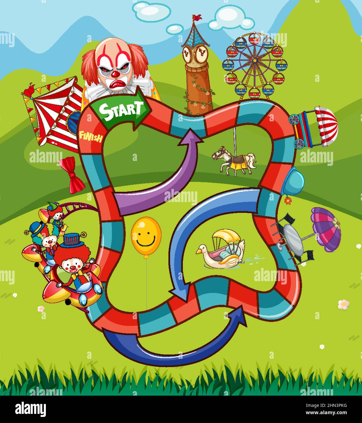 Serpente e ladri modello di gioco in illustrazione tema circo Illustrazione Vettoriale