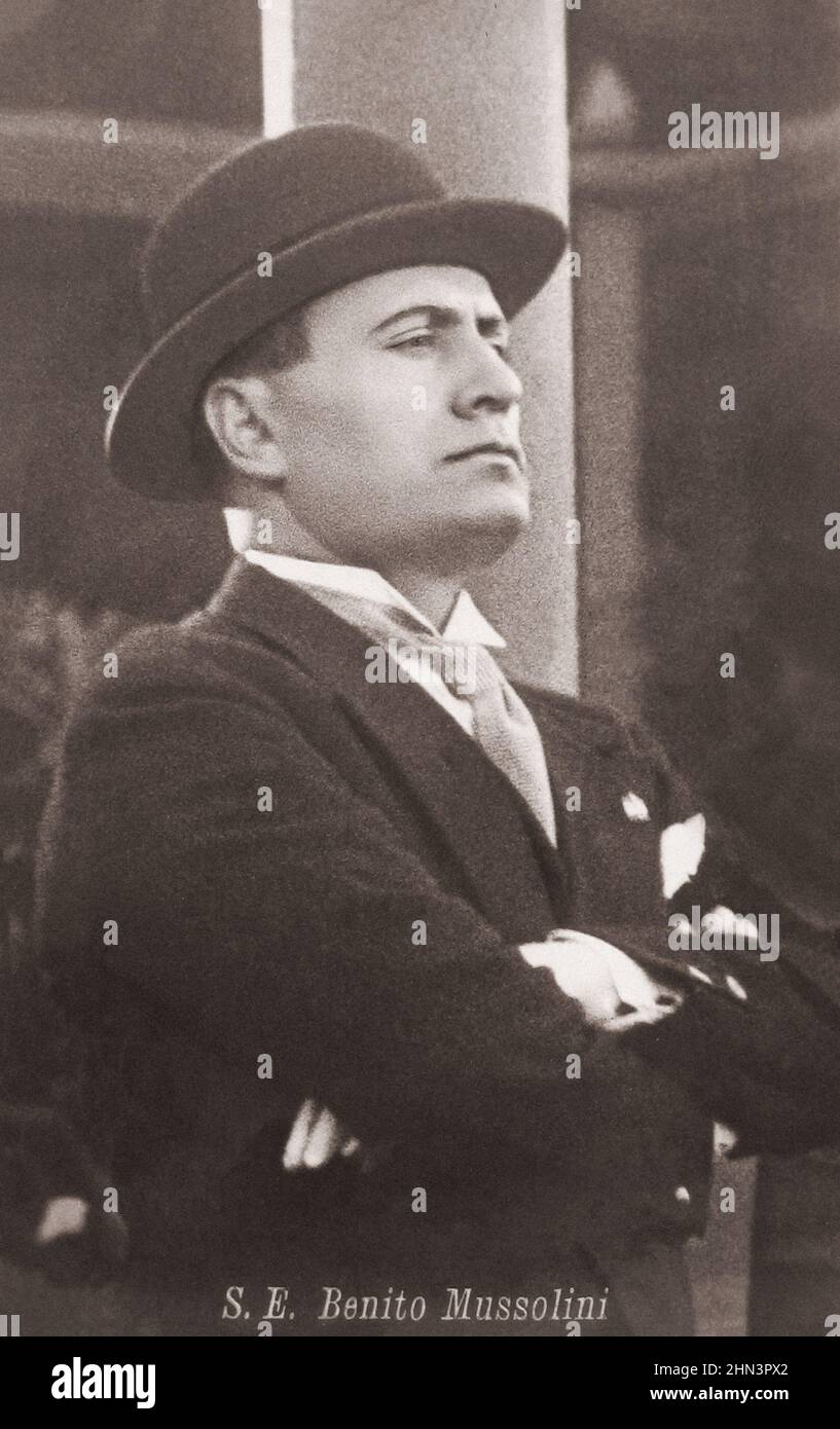 Foto d'epoca di Benito Mussolini. Benito Amilcare Andrea Mussolini (1883 – 1945) è 1930 stato un politico e giornalista italiano che ha fondato e guidato Foto Stock