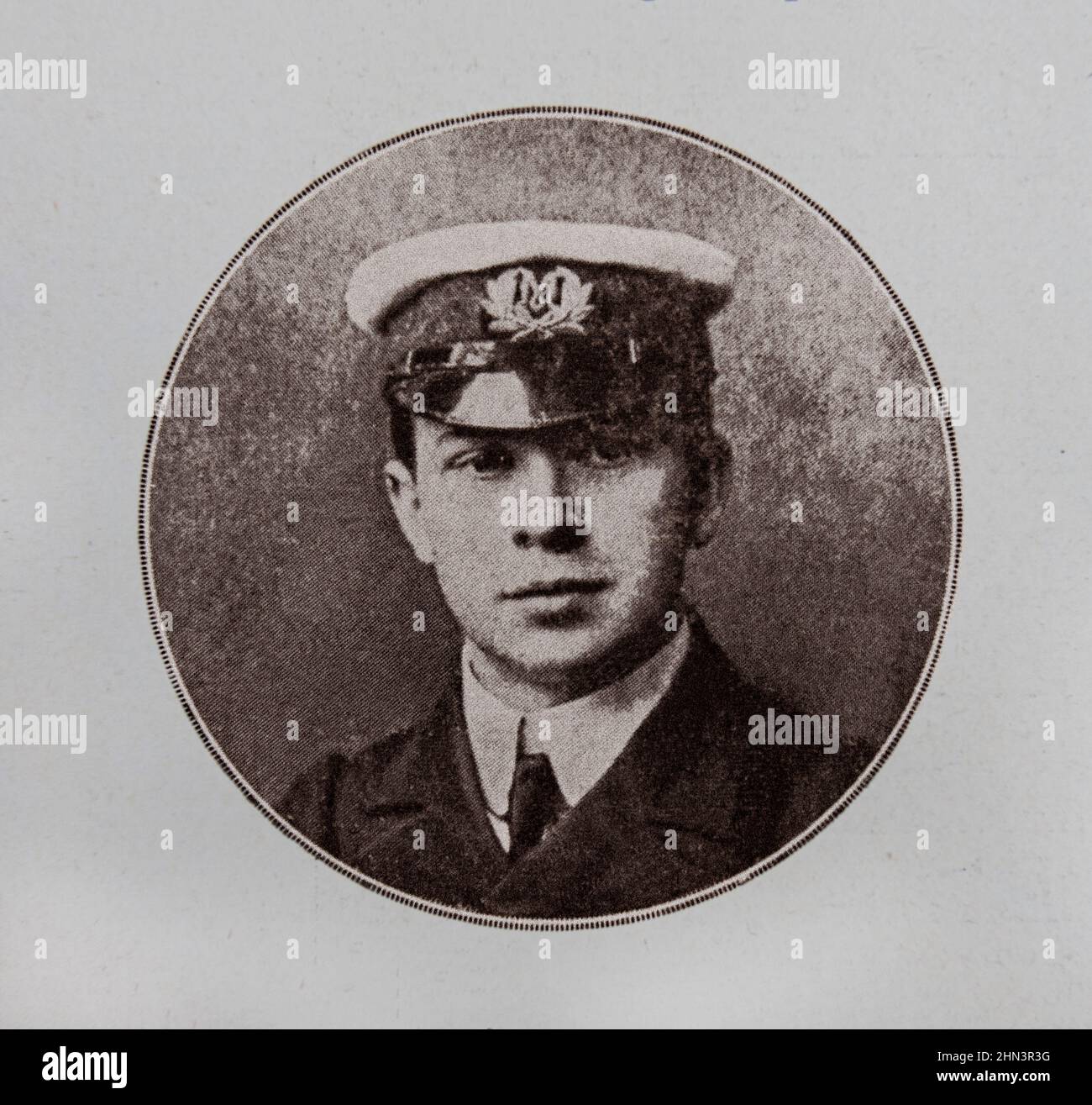 Ritratto d'epoca Jack Phillips, (1887 – 15 aprile 1912) telegrafista capo della linea 'Titanic', che ha radiotelegrafato fino al completo arresto del Foto Stock