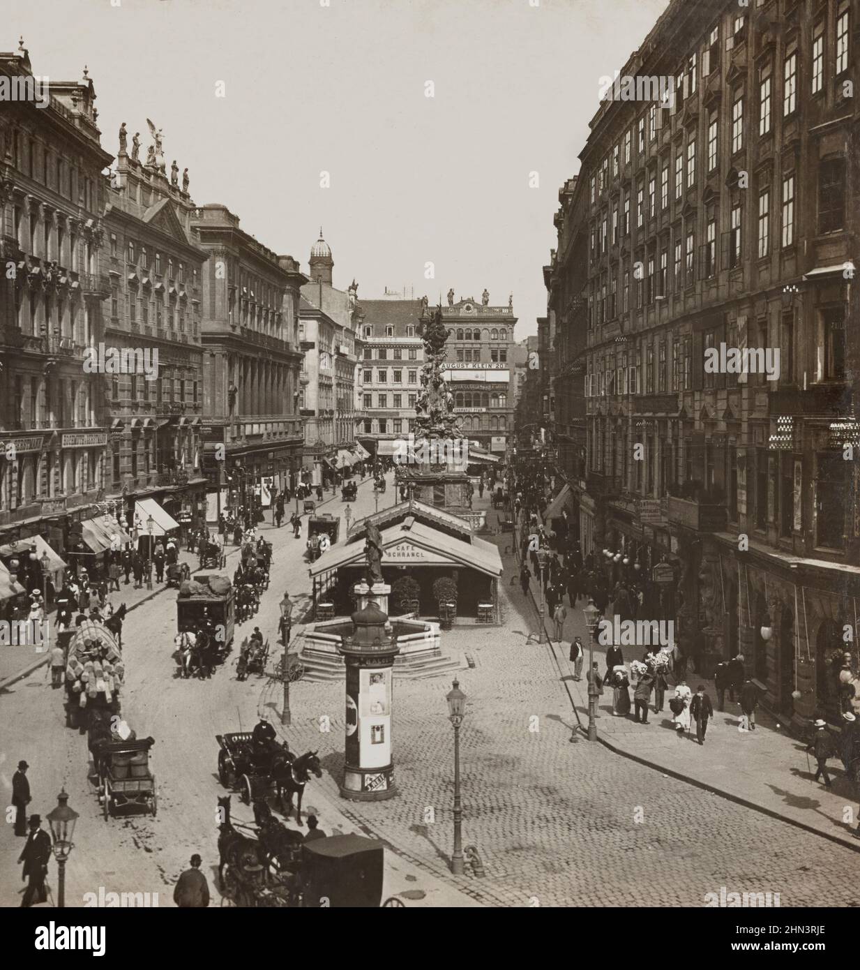 Foto d'epoca dell'affollato Graben, Vienna, Austria. 1902 Foto Stock