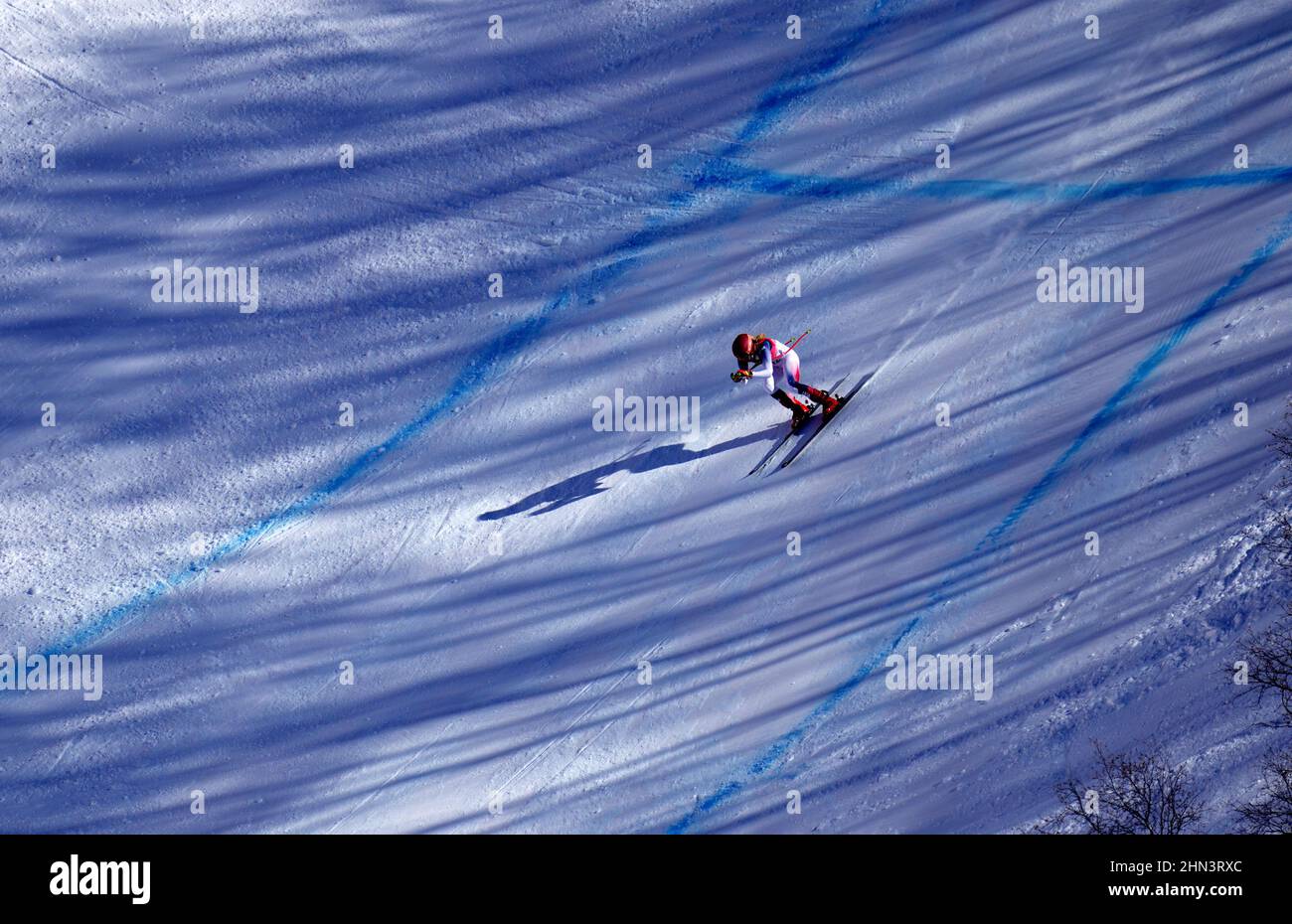 Pechino, Cina. 14th Feb 2022. Mikaela Shiffrin degli Stati Uniti Skis l'allenamento finale delle donne in discesa alle Olimpiadi invernali di Pechino venerdì 14 febbraio 2022. Foto di Rick T. Wilking/UPI Credit: UPI/Alamy Live News Foto Stock