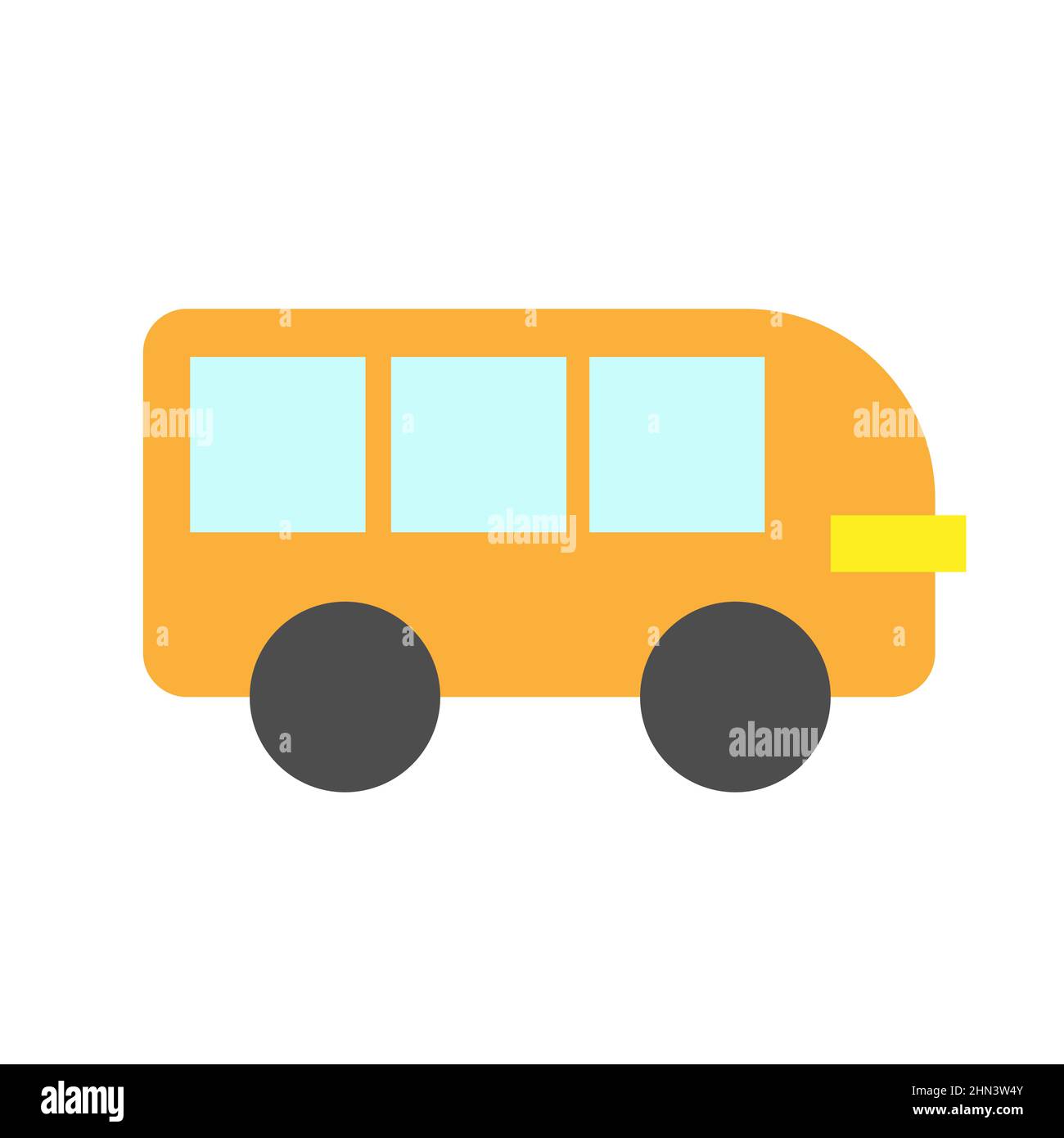 Cartoon compatto bus giallo con finestre. Semplice icona piatta su sfondo bianco Illustrazione Vettoriale