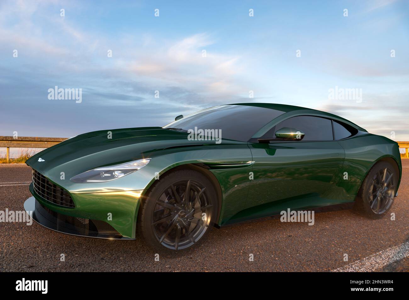 Aston Martin DB11 sullo sfondo di architettura monumentale Foto Stock