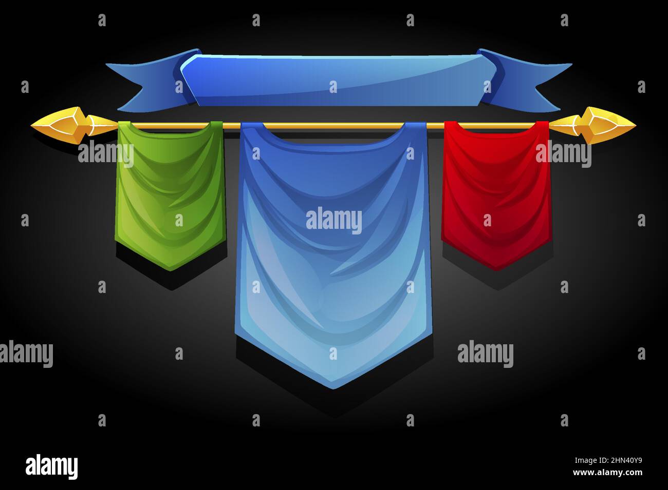 Bandiere multicolore modelli banner per giochi ui. Illustrazione Vettoriale
