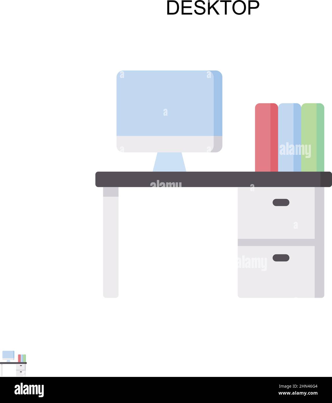 Icona vettore semplice del desktop. Modello di disegno del simbolo di illustrazione per l'elemento dell'interfaccia utente mobile Web. Illustrazione Vettoriale