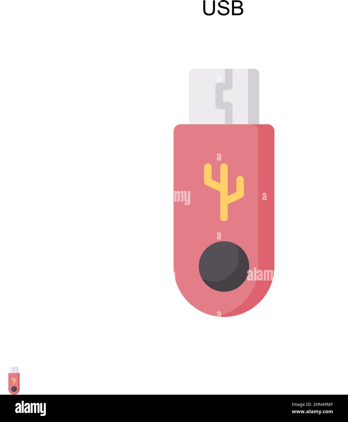 Icona USB Simple Vector. Modello di disegno del simbolo di illustrazione per l'elemento dell'interfaccia utente mobile Web. Illustrazione Vettoriale
