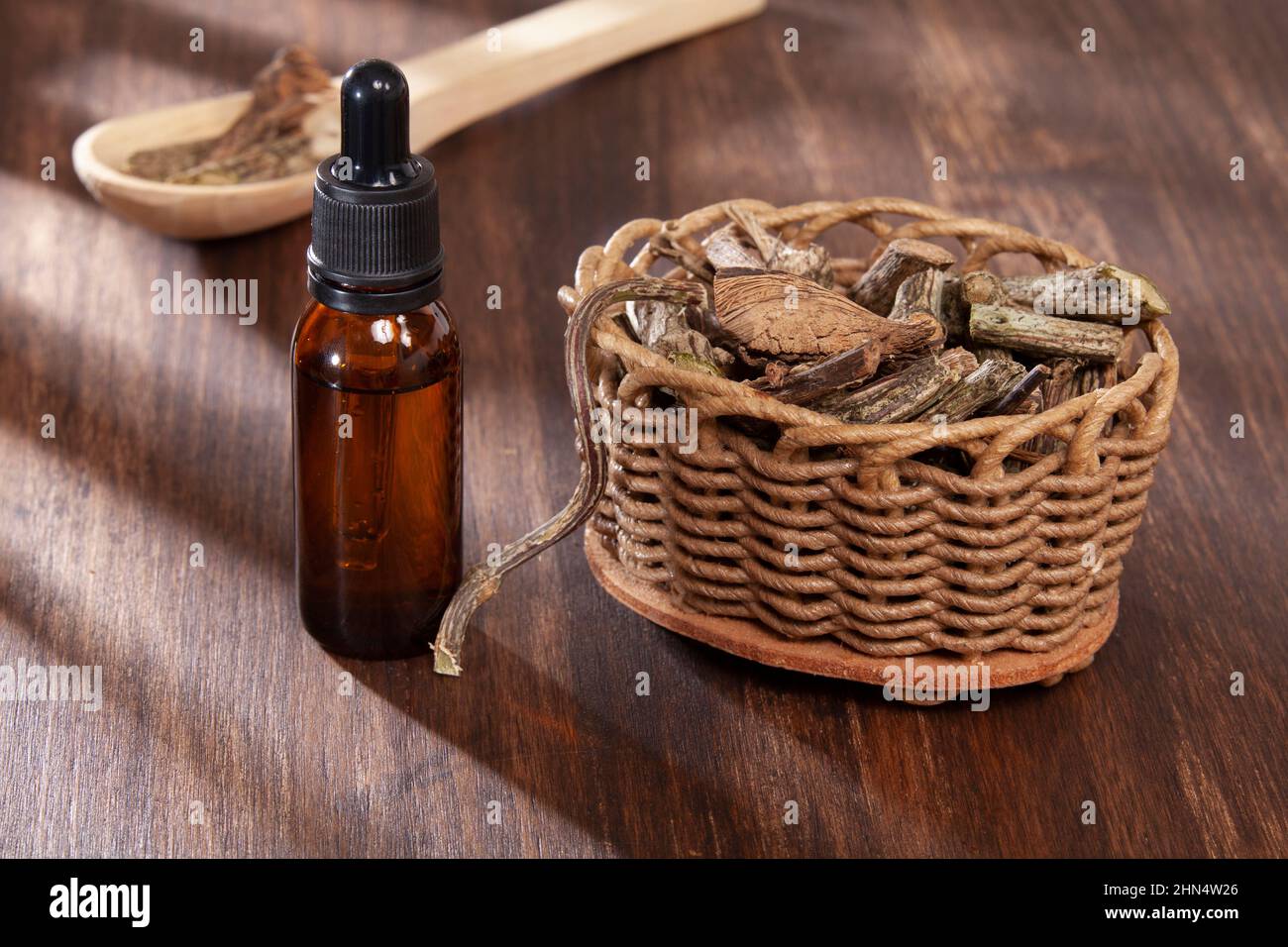 Valeriana officinalis - olio essenziale Valeriana pianta medicinale Foto Stock