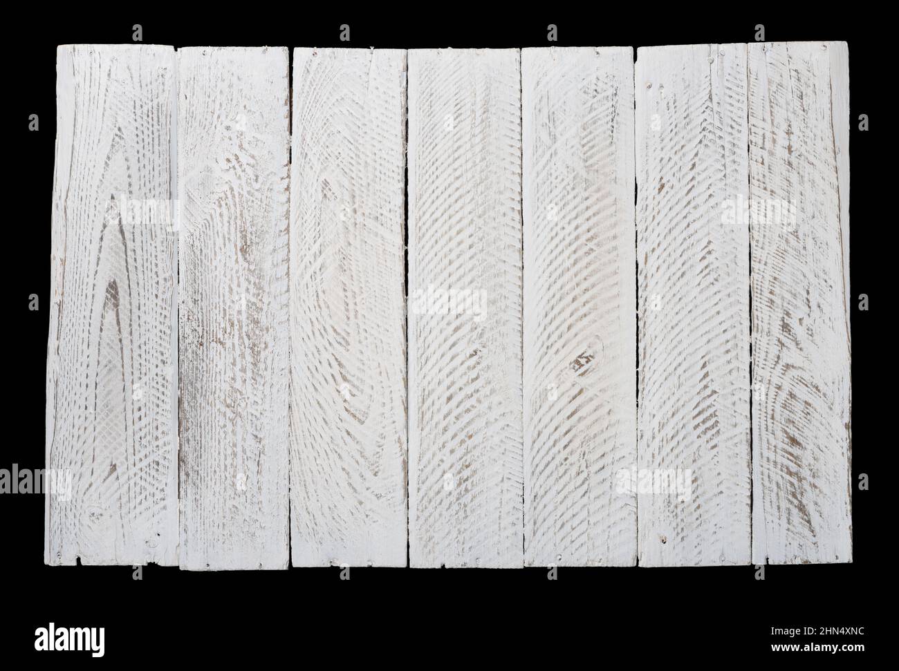 Vintage bianco tessuto di legno isolato su nero Foto Stock